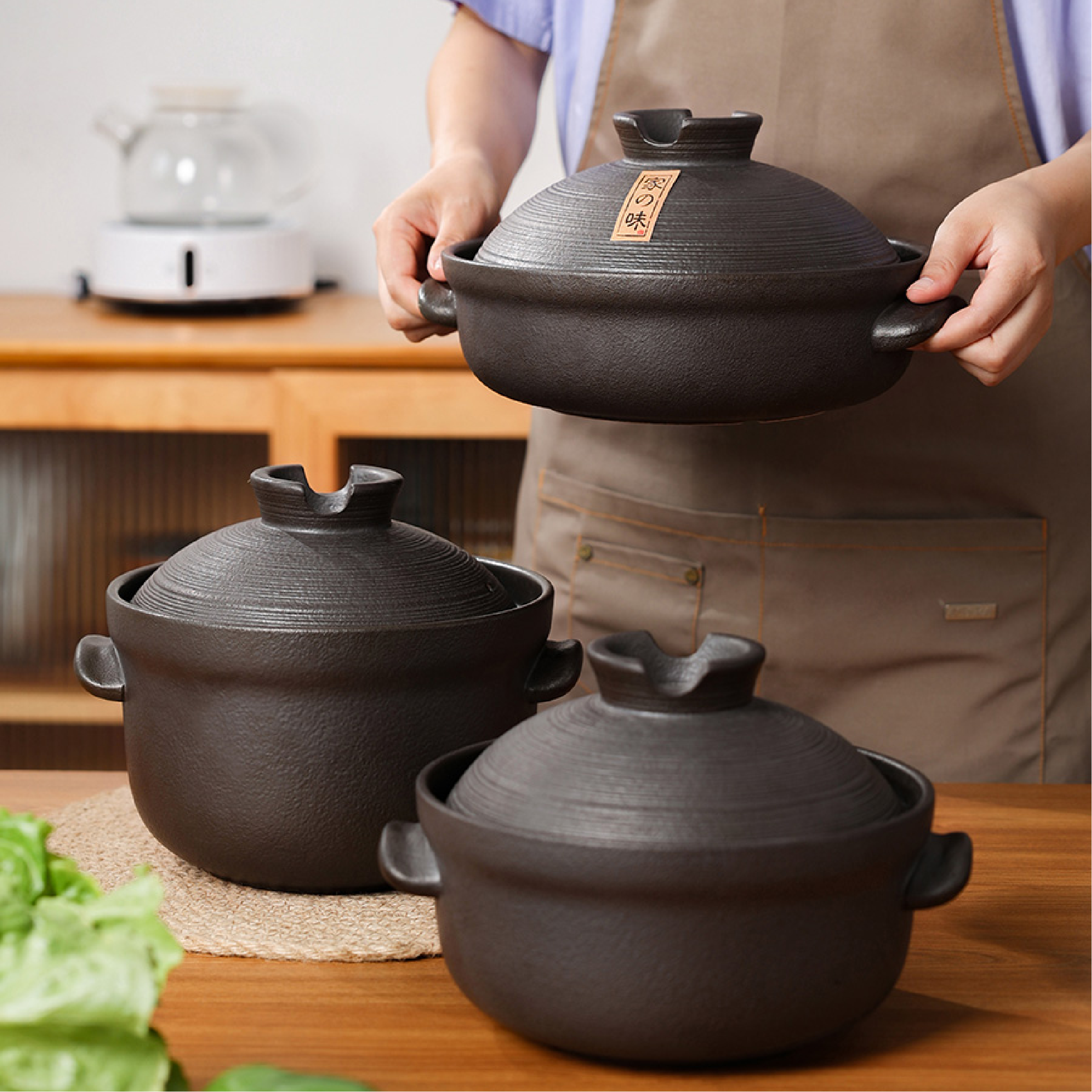 日式铁砂釉砂锅